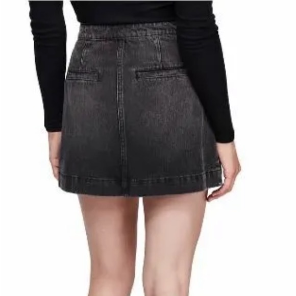 We The free Charcoal Super High Waisted Button Front Denim Jean Mini Skirt - Picture 6 of 9